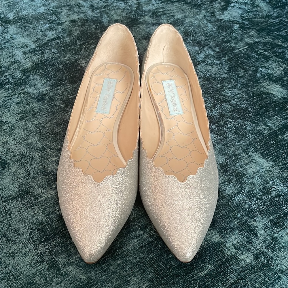 NWOB Blue By Betsey Johnson Cake Silver Glitter Flats